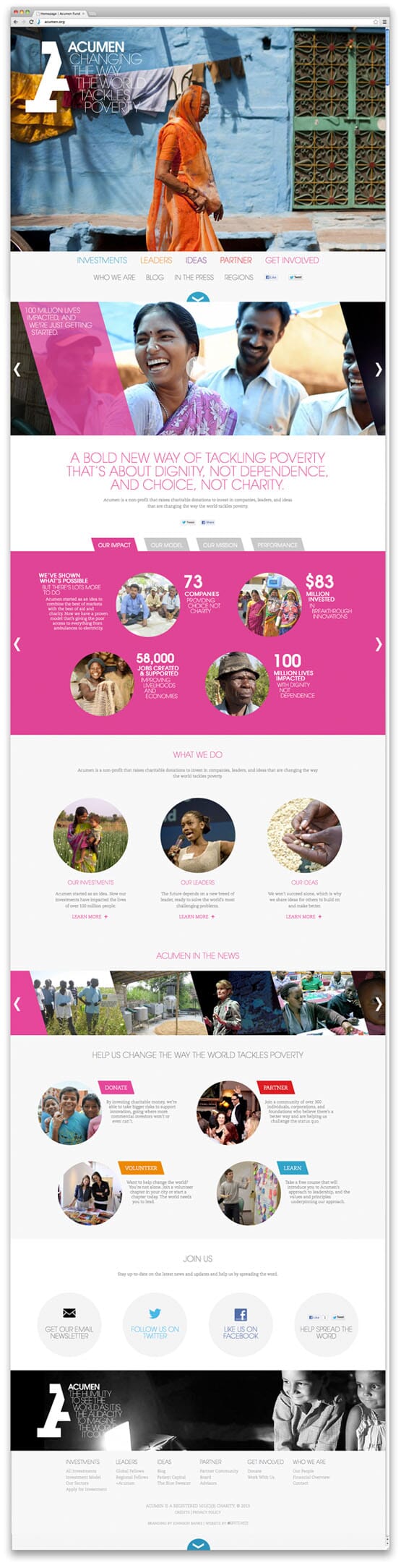 Acumen website homepage by johnson banks www.johnsonbanks.co.uk and Briteweb