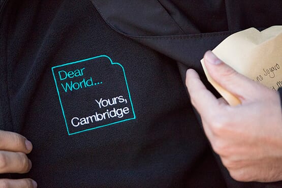 Fleece | Dear World…Yours, Cambridge brand identity ©johnsonbanks www.johnsonbank.co.uk